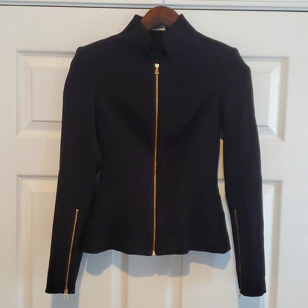 L'Agence Size 0 Black Jacket with Gold Zipper Details